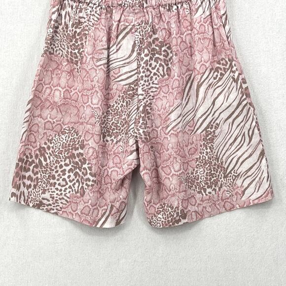 JOHNNY WAS Jayla Linen Animal Print Short Womens Medium High Rise Pull On Pleat - Picture 9 of 16